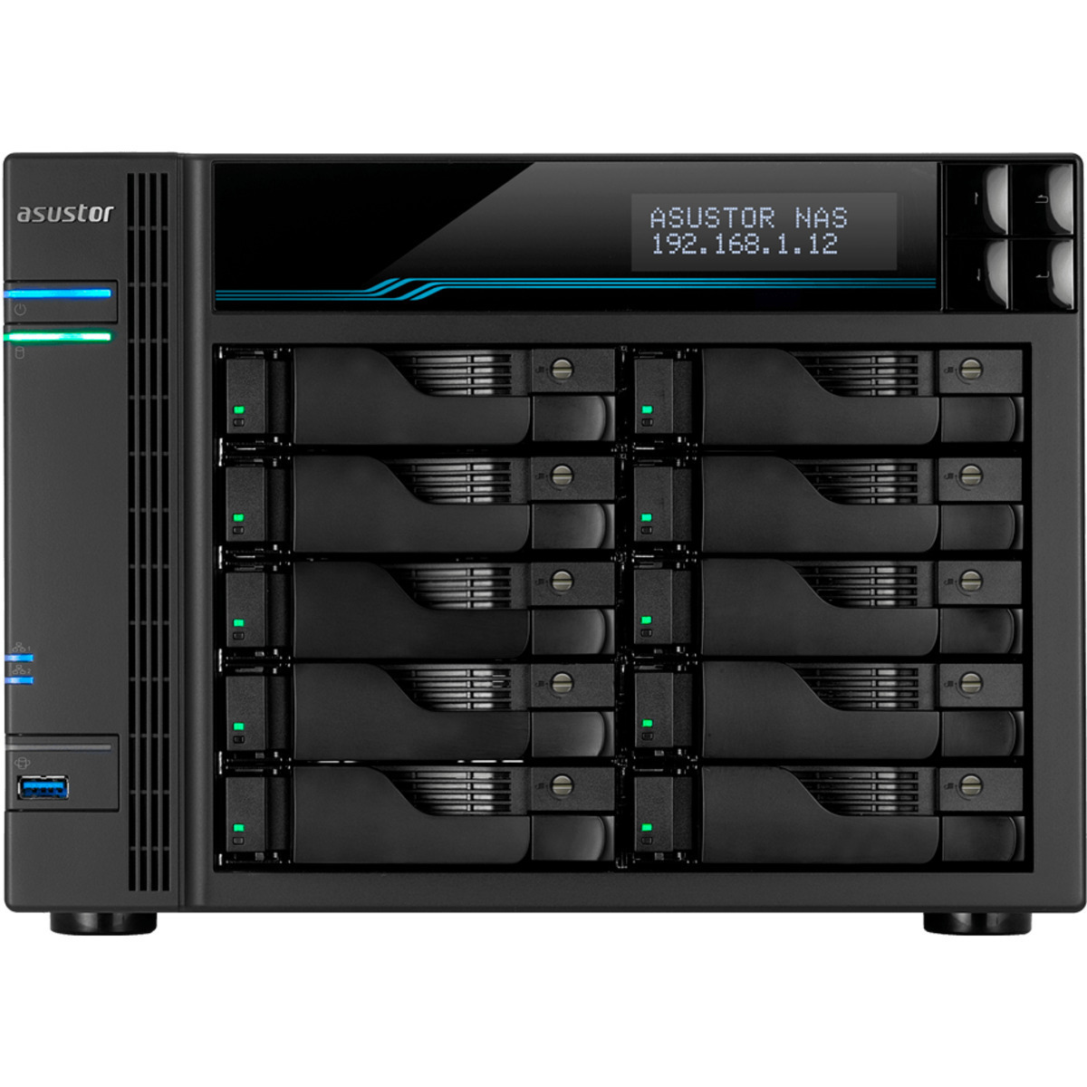 ASUSTOR AS6510T Lockerstor 10 144tb 10-Bay Desktop Multimedia / Power User / Business NAS - Network Attached Storage Device 9x16tb Seagate IronWolf Pro ST16000NT001 3.5 7200rpm SATA 6Gb/s HDD NAS Class Drives Installed - Burn-In Tested - ON SALE - FREE RAM UPGRADE AS6510T Lockerstor 10