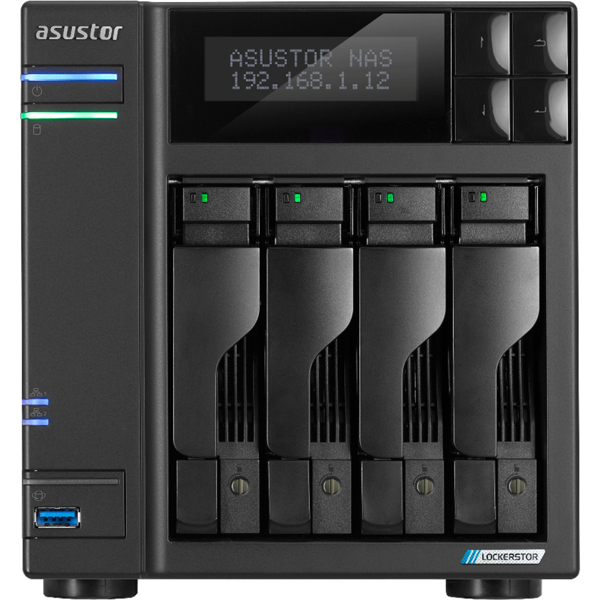 ASUSTOR LOCKERSTOR 4 Gen2 AS6704T 24tb 4-Bay Desktop Multimedia / Power User / Business NAS - Network Attached Storage Device 4x6tb Seagate IronWolf ST6000VN006 3.5 5400rpm SATA 6Gb/s HDD NAS Class Drives Installed - Burn-In Tested - FREE RAM UPGRADE LOCKERSTOR 4 Gen2 AS6704T