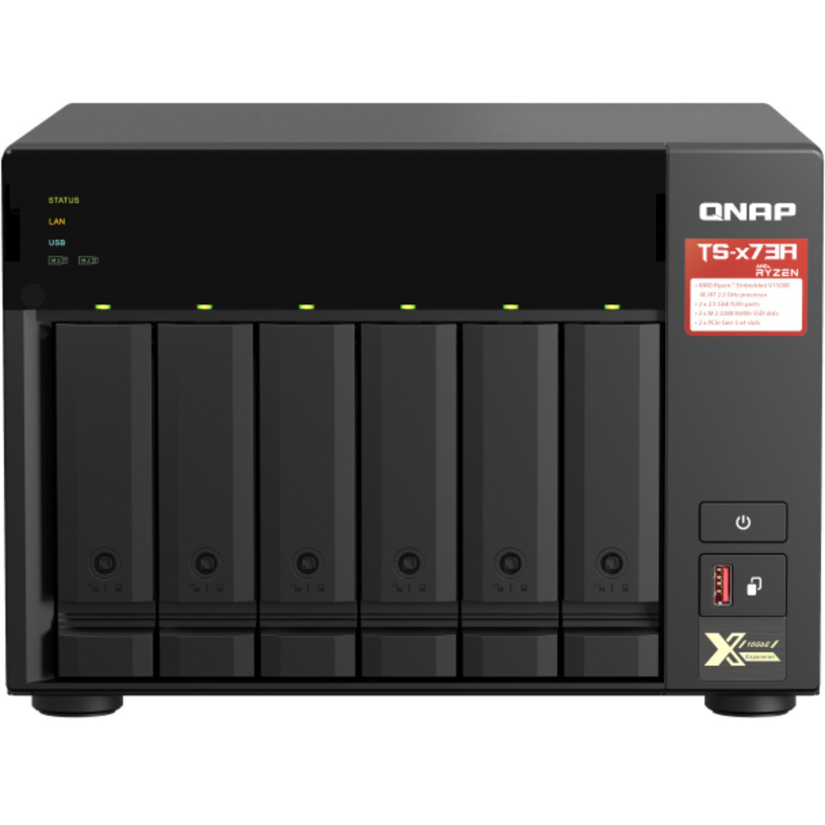 QNAP TS-673A 72tb 6-Bay Desktop Multimedia / Power User / Business NAS - Network Attached Storage Device 6x12tb Western Digital Ultrastar DC HC520 HUH721212ALE600 3.5 7200rpm SATA 6Gb/s HDD ENTERPRISE Class Drives Installed - Burn-In Tested TS-673A