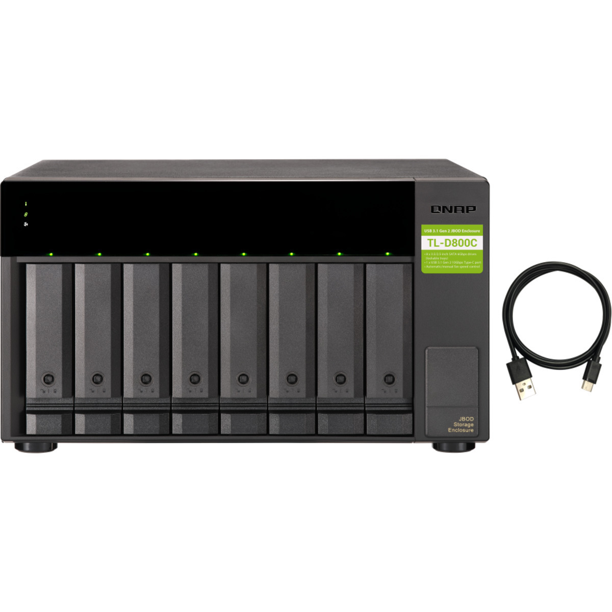 QNAP TL-D800C External Expansion Drive 2.5tb 8-Bay Desktop Multimedia / Power User / Business Expansion Enclosure 5x500gb Crucial MX500 CT500MX500SSD1 2.5 560/510MB/s SATA 6Gb/s SSD CONSUMER Class Drives Installed - Burn-In Tested TL-D800C External Expansion Drive