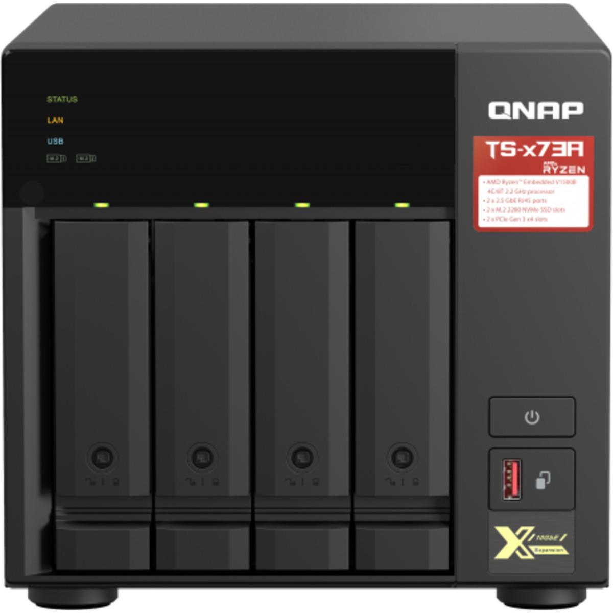 QNAP TS-473A 12tb 4-Bay Desktop Multimedia / Power User / Business NAS - Network Attached Storage Device 3x4tb Western Digital Gold WD4003FRYZ 3.5 7200rpm SATA 6Gb/s HDD ENTERPRISE Class Drives Installed - Burn-In Tested TS-473A