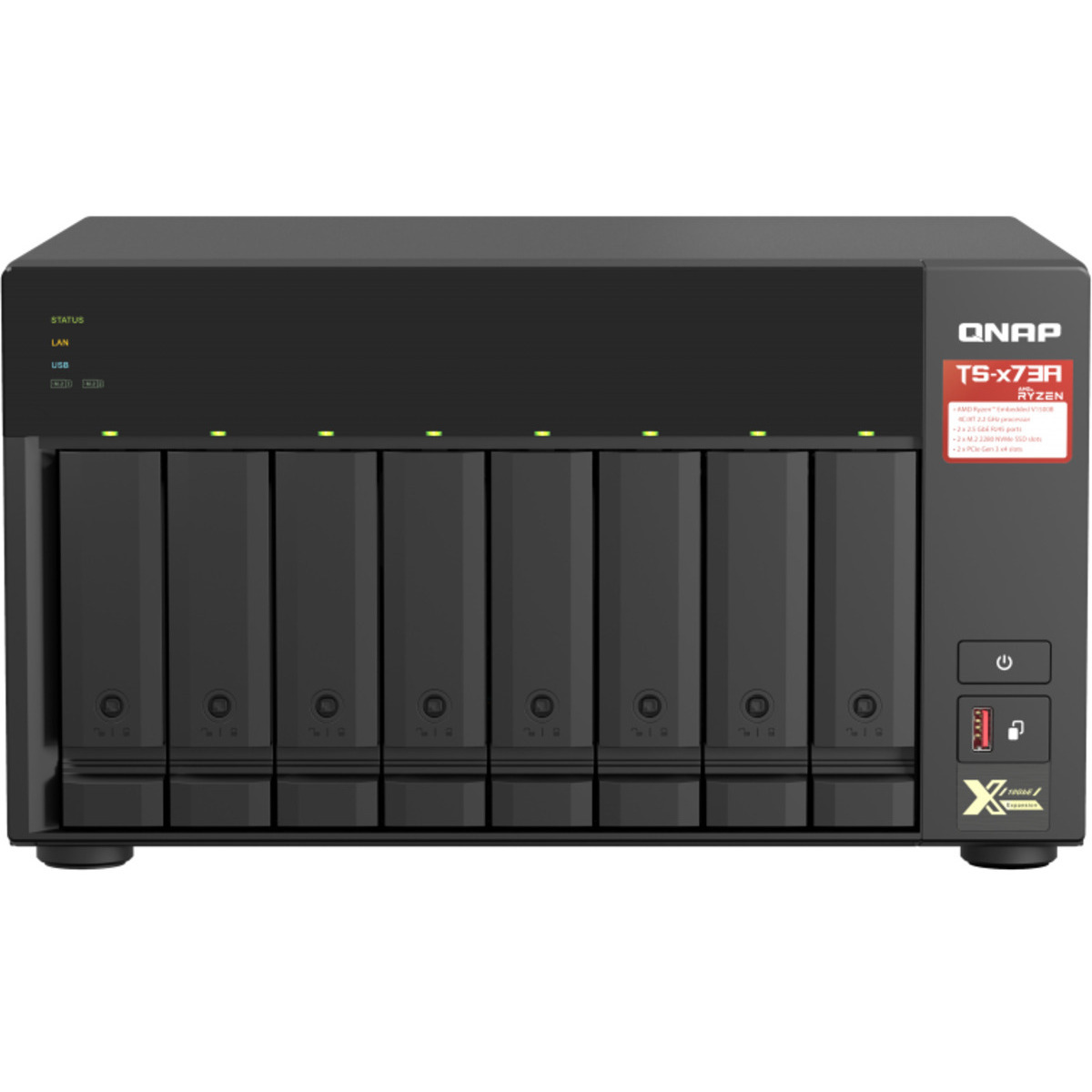 QNAP TS-873A 112tb 8-Bay Desktop Multimedia / Power User / Business NAS - Network Attached Storage Device 7x16tb Toshiba Enterprise Capacity MG08ACA16TE 3.5 7200rpm SATA 6Gb/s HDD ENTERPRISE Class Drives Installed - Burn-In Tested TS-873A
